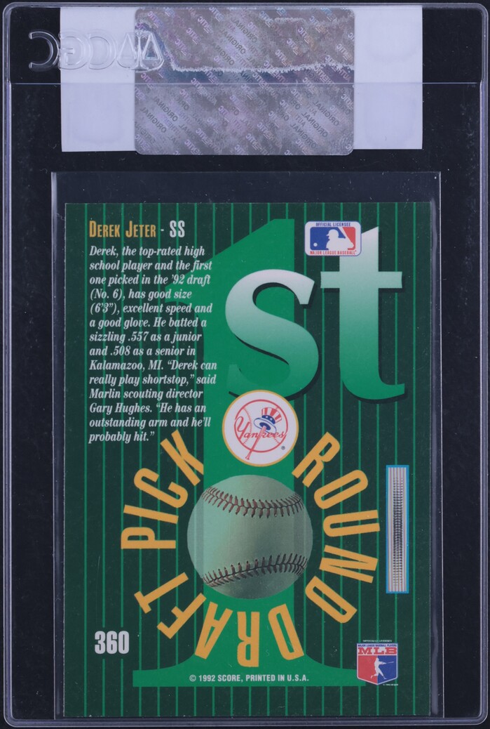1993 Score Select Derek Jeter ROOKIE #360 CGC AUTH