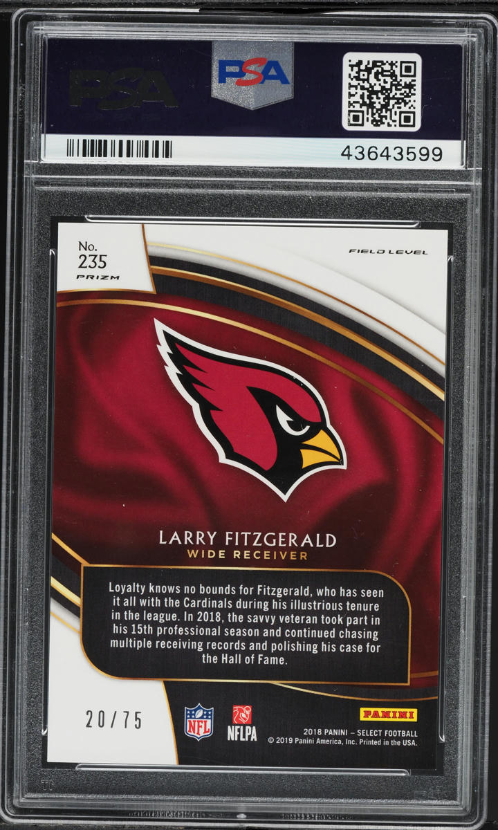 2018 Select Field Level Copper Prizm Larry Fitzgerald /75 #235 PSA 10 GEM MINT