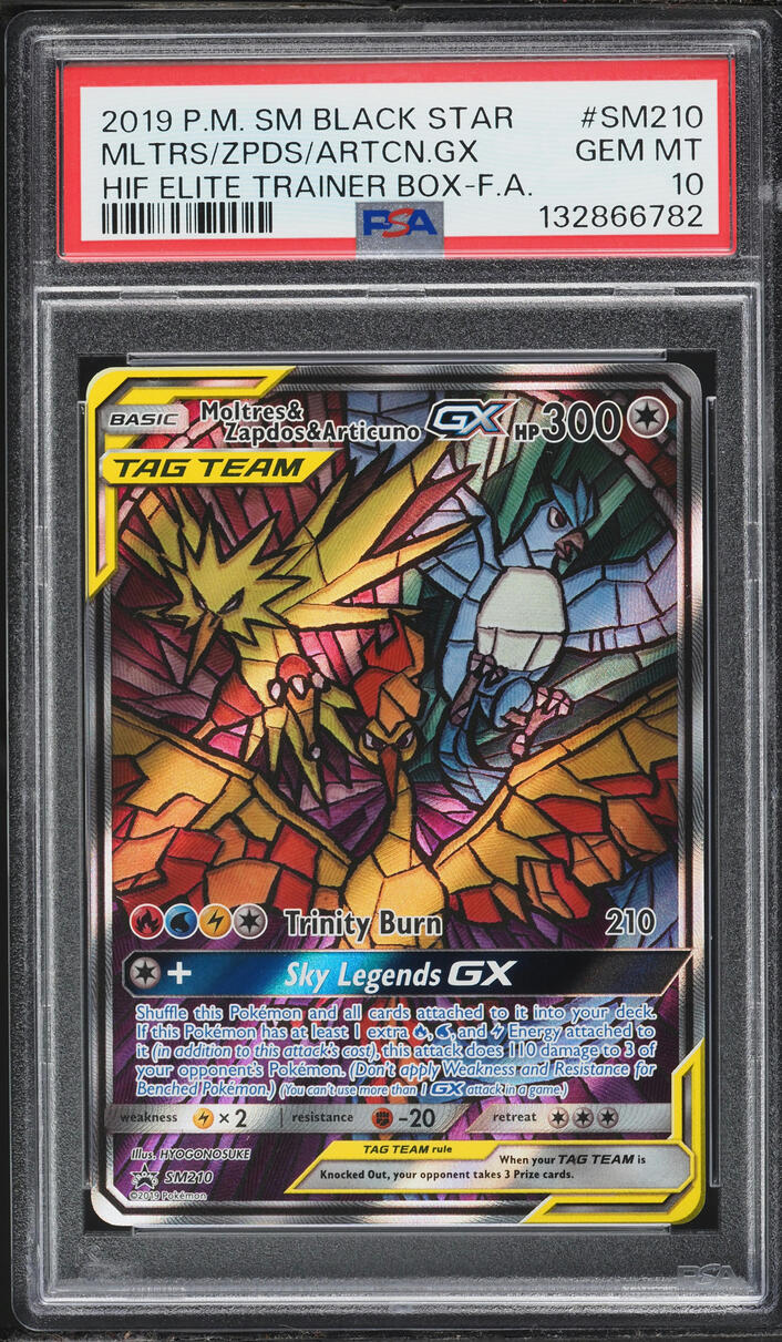 2019 Pokemon SM Promo Hidden Fates ETB Alt Art Moltres & Zapdos & Articuno GX #SM210 PSA 10 GEM