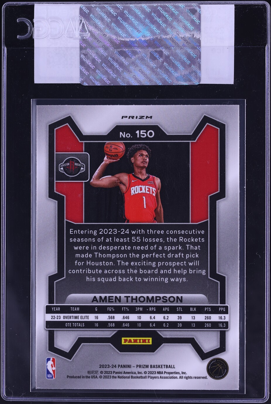 2023 Panini Prizm Ice Amen Thompson ROOKIE #150 CGC AUTH