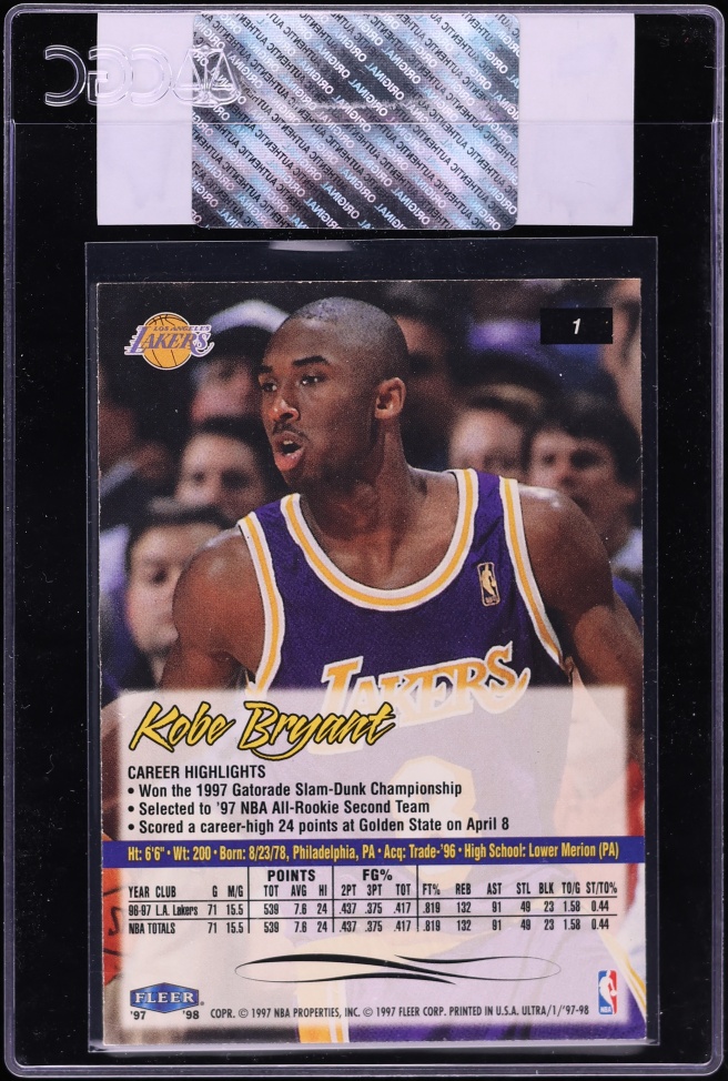 1997 Ultra Basketball Kobe Bryant #1 CGC AUTH