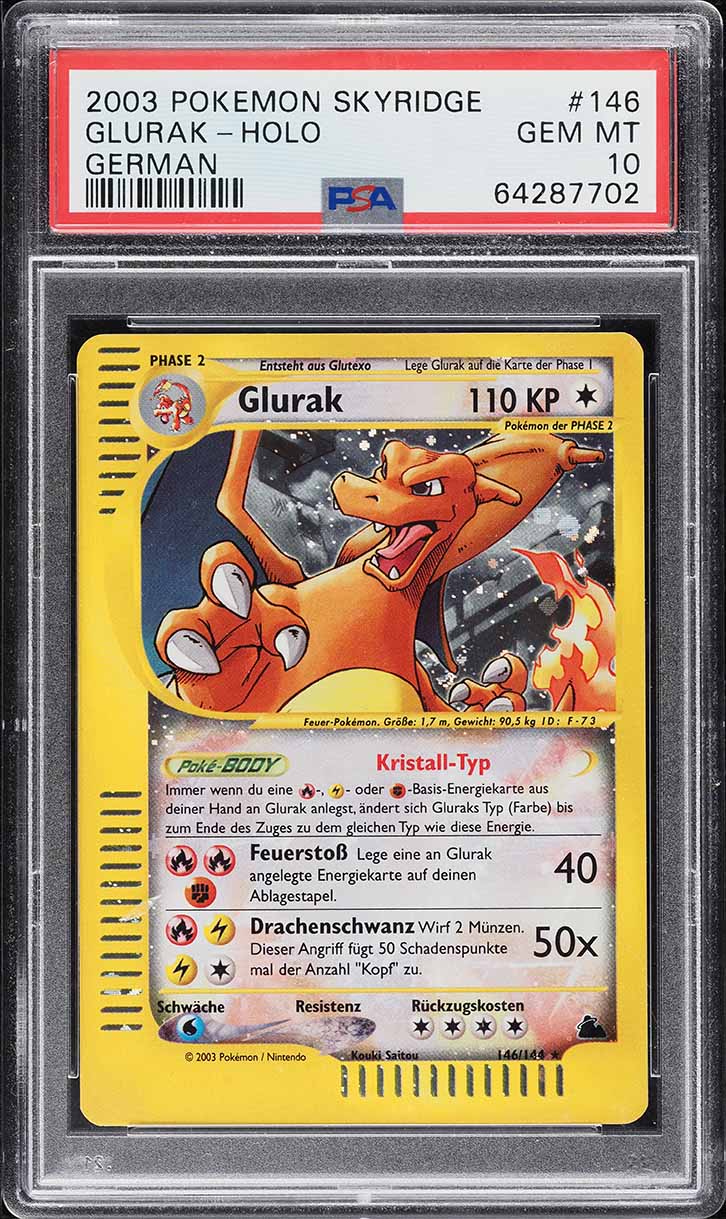 2003 Pokemon German Skyridge Holo Crystal Charizard Glurak #146 PSA 10 GEM MINT