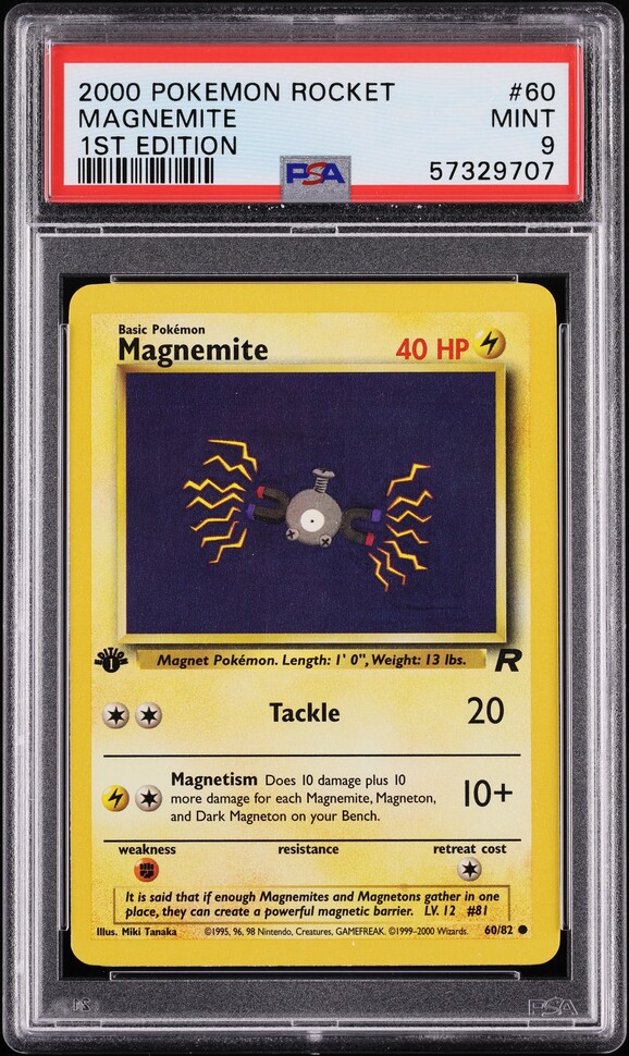 2000 Pokemon Team Rocket 1st Edition Magnemite #60 PSA 9 MINT