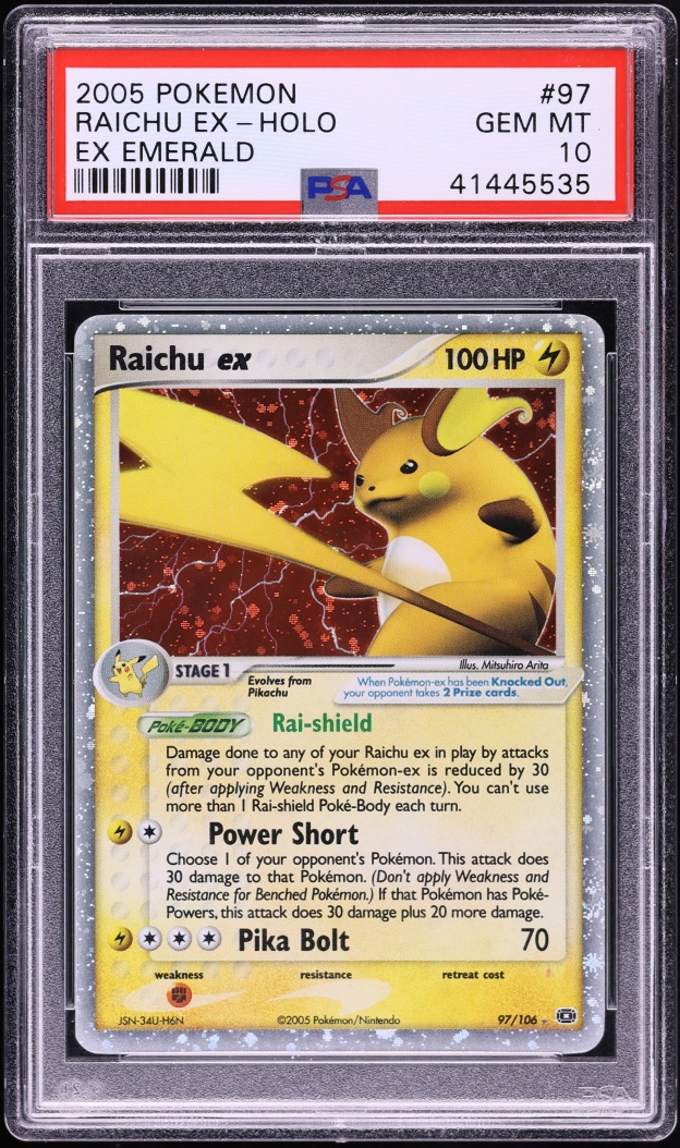 2005 Pokemon EX Emerald Holo Raichu EX #97 PSA 10 GEM MINT