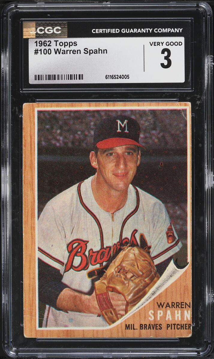 1962 Topps Warren Spahn #100 CGC 3 VG