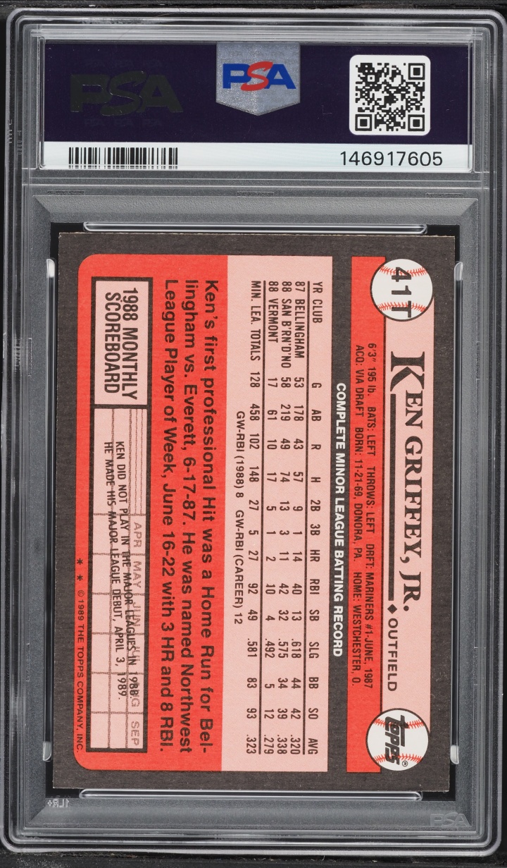 1989 Topps Traded Ken Griffey Jr. ROOKIE #41T PSA 10 GEM MINT