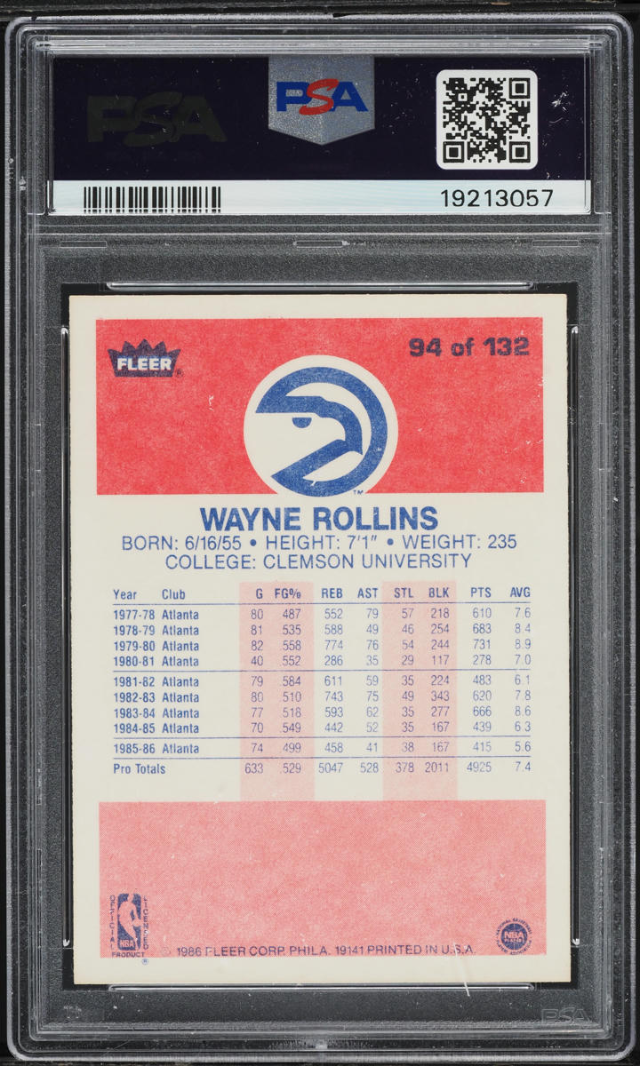 1986 Fleer Basketball Tree Rollins #94 PSA 10 GEM MINT