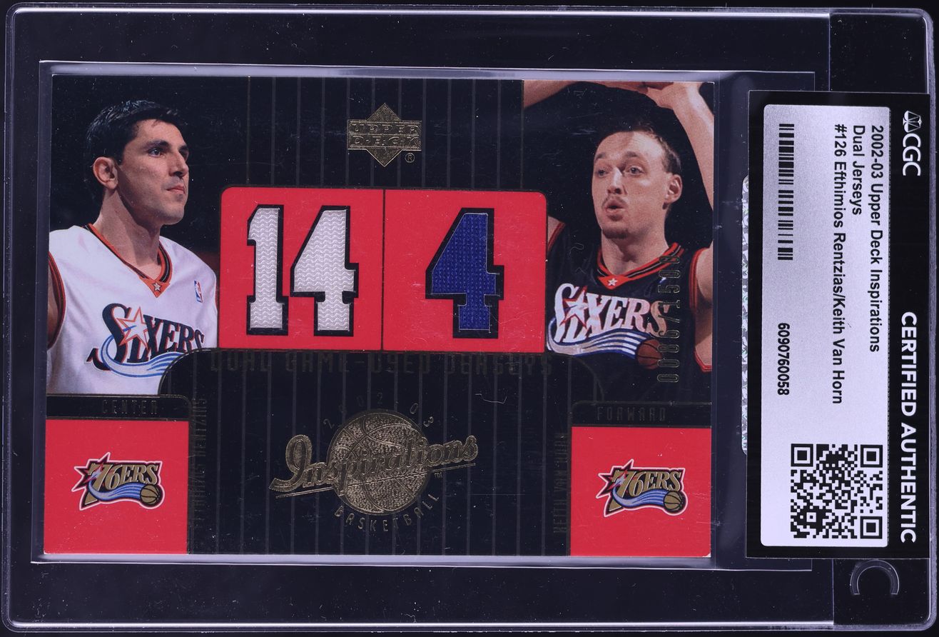 2002 Upper Deck Inspirations Dual Efthimios Rentzias Keith Van Horn PATCH /1500 #126 CGC AUTH