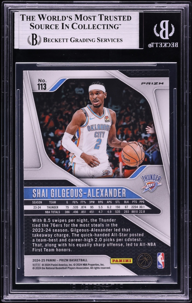 2024 Panini Prizm Silver Shai Gilgeous-Alexander #113 BGS 8.5 NM-MT+
