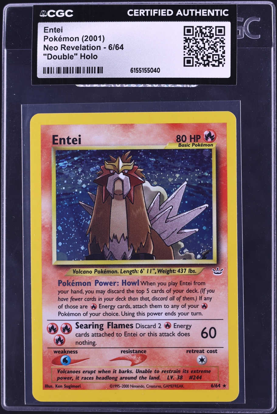 2001 Pokemon Neo Revelation Double Holo Entei #6 CGC AUTH