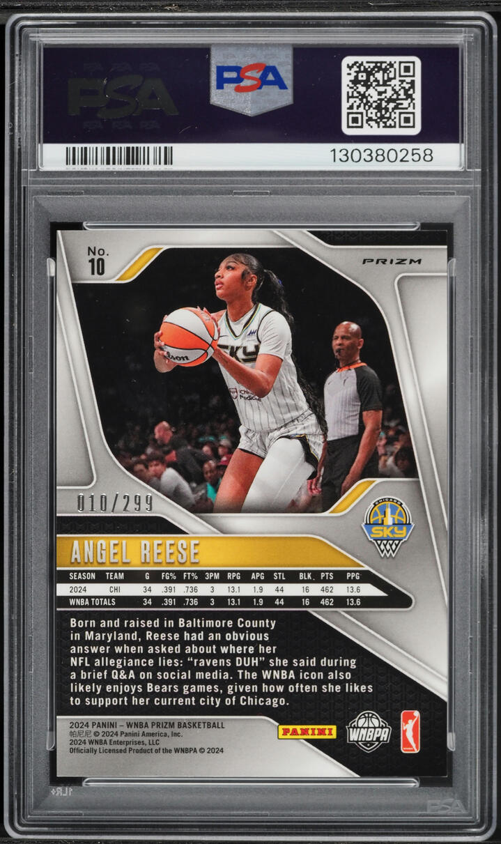 2024 Panini Prizm WNBA Red Pulsar Angel Reese ROOKIE /299 #10 PSA 9 MINT