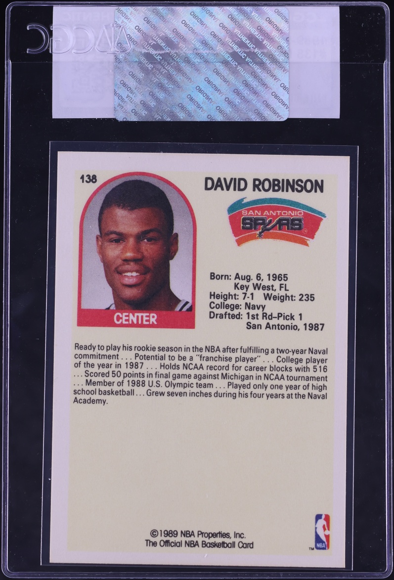 1989 Hoops David Robinson ROOKIE #138 CGC AUTH