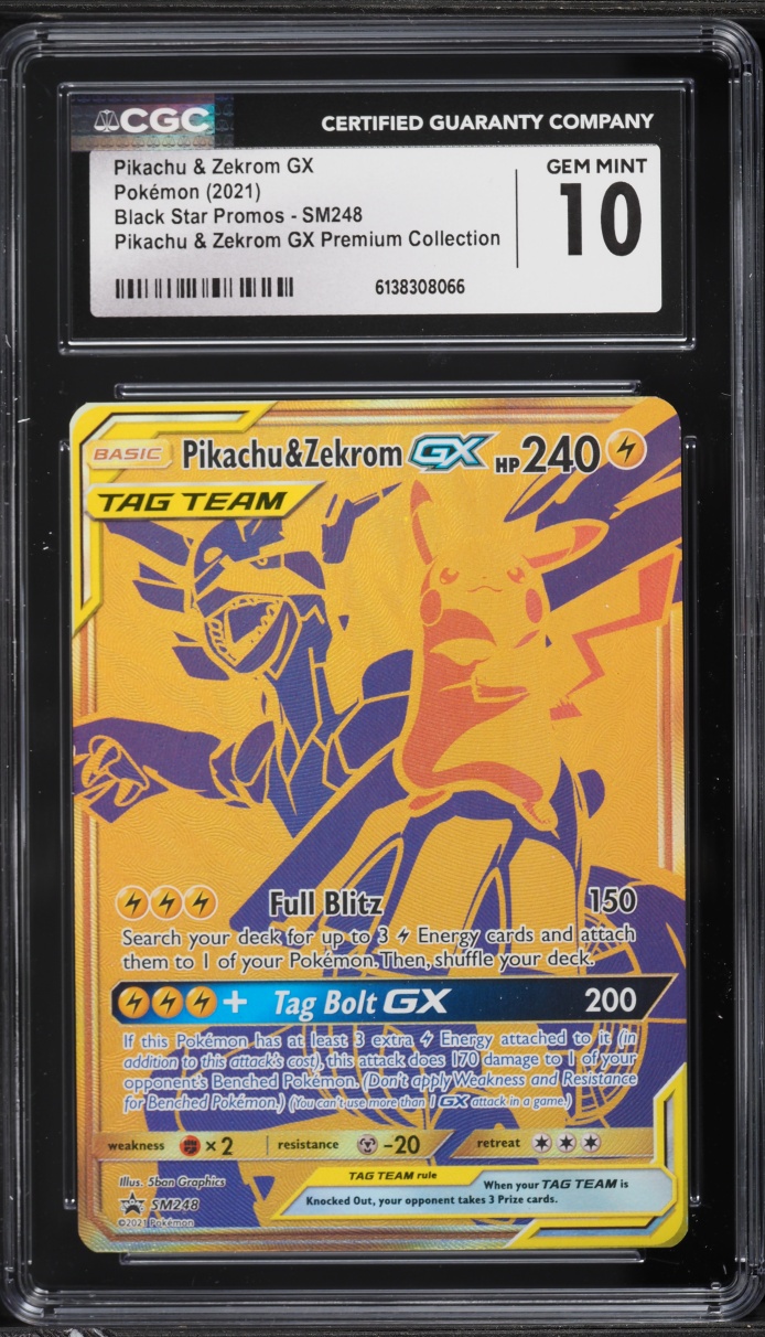 2021 Pokemon SM Promo Premium Collection Full Art Pikachu & Zekrom GX #SM248 CGC 10 GEM MINT