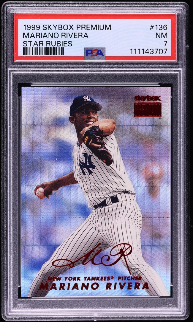 1999 Skybox Premium Star Rubies Mariano Rivera /50 #136 PSA 7 NRMT - Photo 1