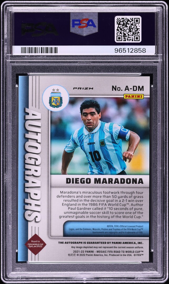 2021 Panini Mosaic FIFA Road To World Cup Diego Maradona AUTO #A-DM PSA 10 GEM MINT - Photo 2
