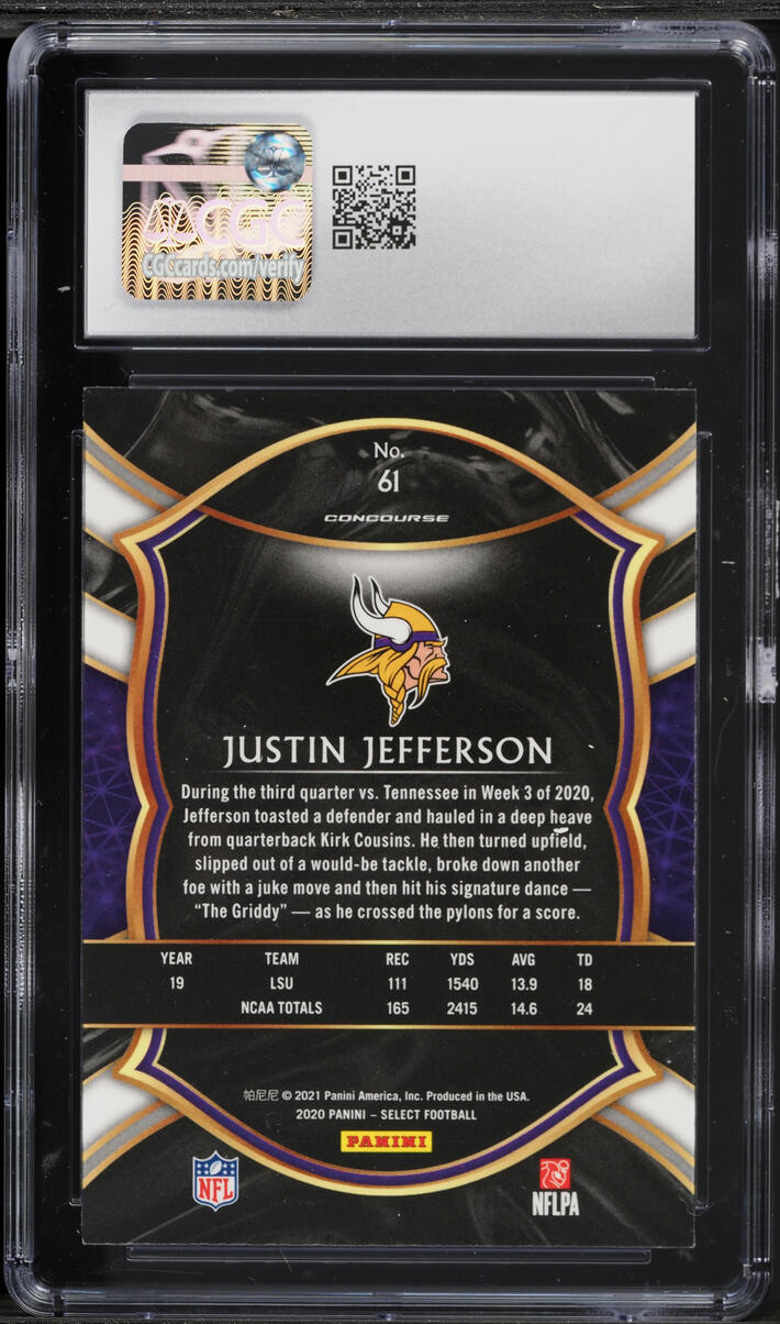 2020 Select Concourse Justin Jefferson ROOKIE #61 CGC 7.5 NRMT+