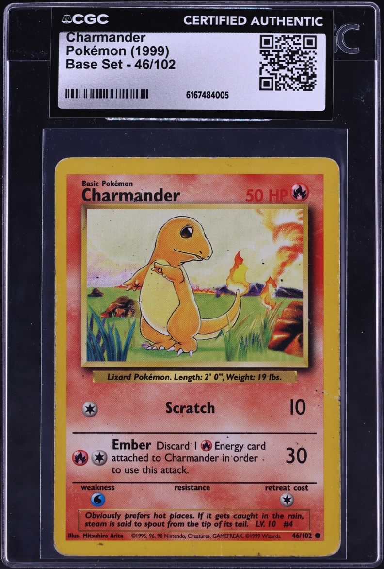 1999 Pokemon Base Set Charmander #46 CGC AUTH