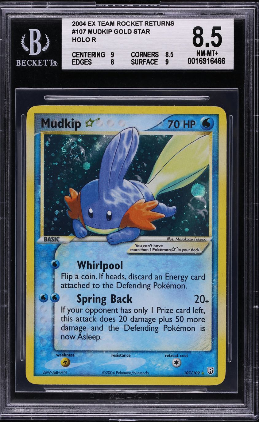 2004 Pokemon EX Team Rocket Returns Holo Mudkip Gold Star #107 BGS 8.5 NM-MT+