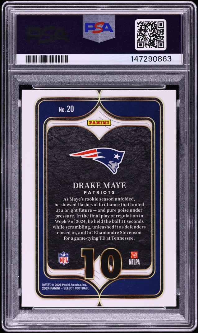 2024 Select Numbers Drake Maye ROOKIE #20 PSA 9 MINT