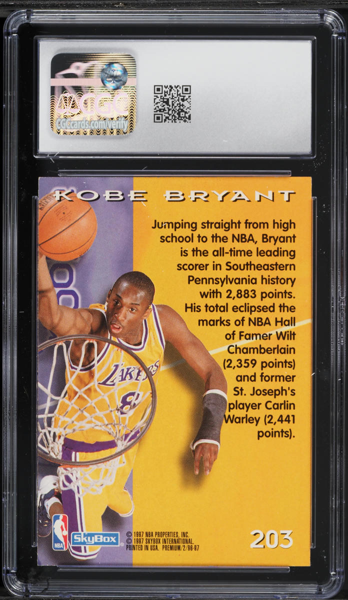 1996 Skybox Premium Kobe Bryant ROOKIE #203 CGC 3.5 VG+