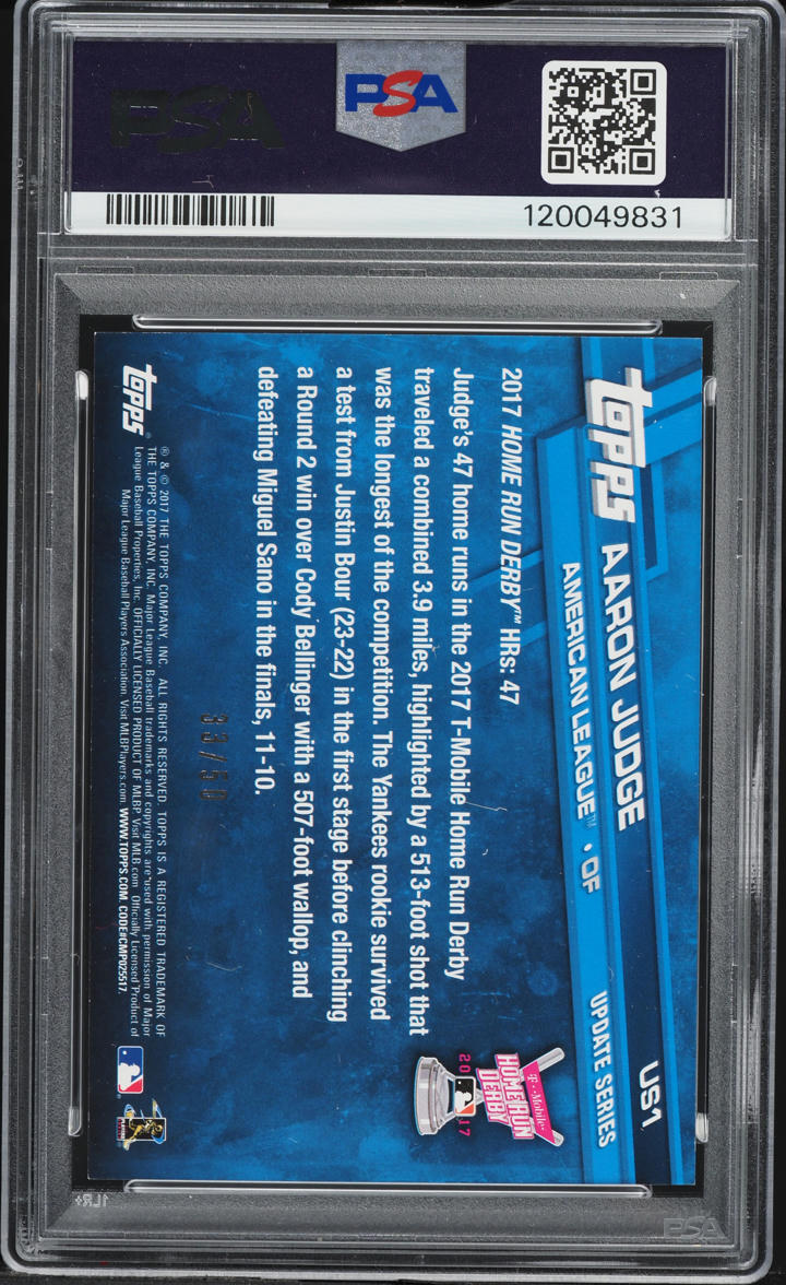 2017 Topps Update Hot Pink Aaron Judge ROOKIE /50 #US1 PSA 9 MINT