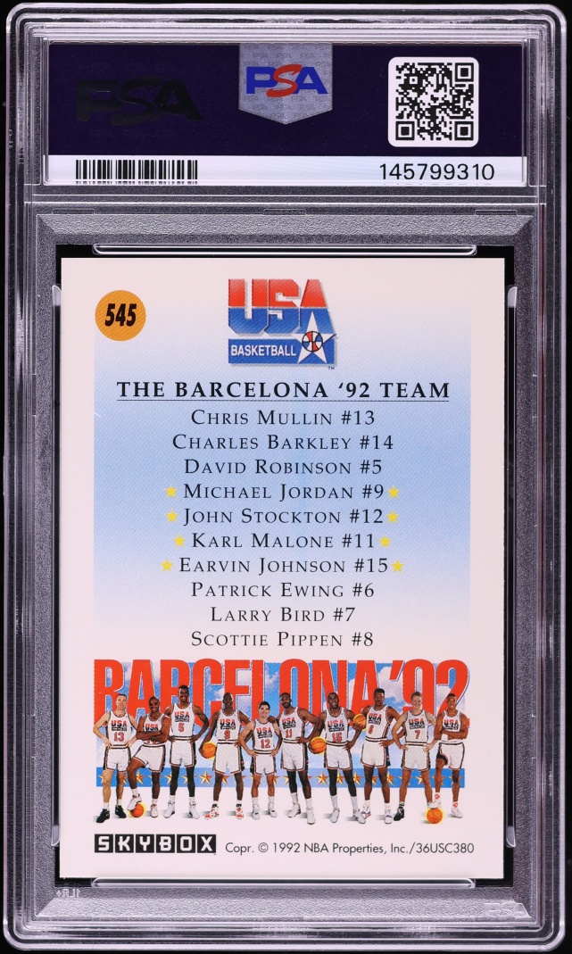 1991 Skybox Team USA 2 Michael Jordan John Stockton Karl Malone Magic Johnson #545 PSA 10 GEM