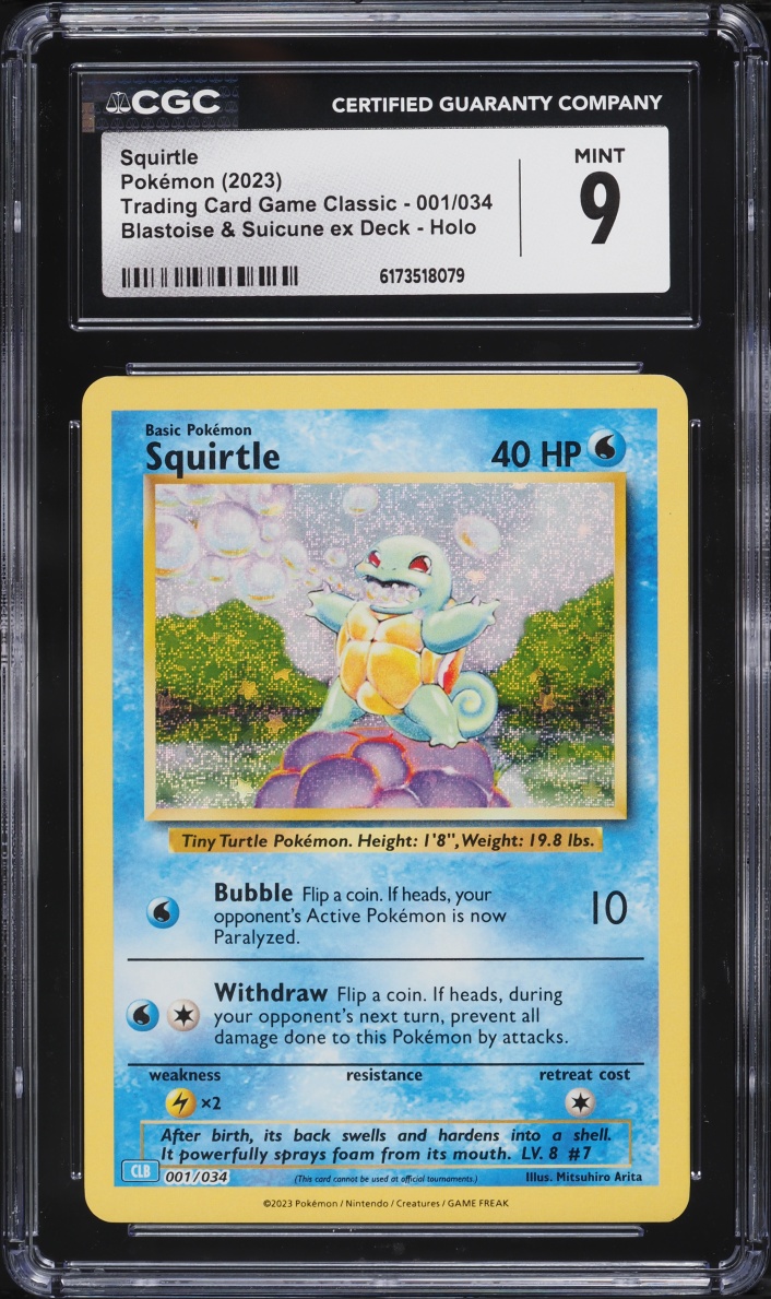 2023 Pokemon TCG Classic Collection Holo Squirtle #1 CGC 9 MINT