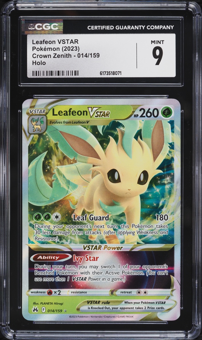 2023 Pokemon Sword & Shield Crown Zenith Holo Leafeon VSTAR #14 CGC 9 MINT
