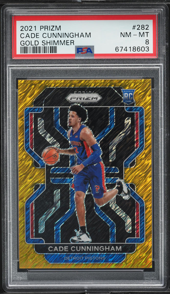 2021 Panini Prizm Gold Shimmer Cade Cunningham ROOKIE /10 #282 PSA 8 NM-MT
