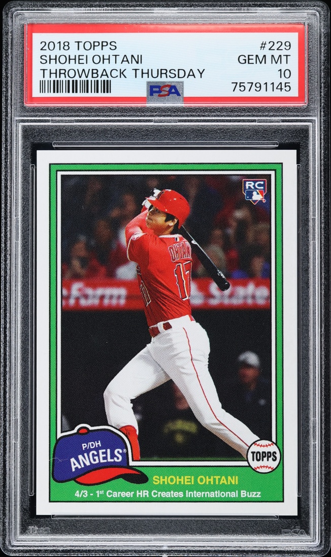 2018 Topps Throwback Thursday Shohei Ohtani ROOKIE #229 PSA 10 GEM MINT