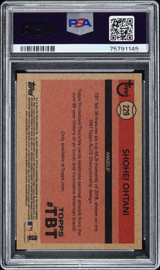 2018 Topps Throwback Thursday Shohei Ohtani ROOKIE #229 PSA 10 GEM MINT