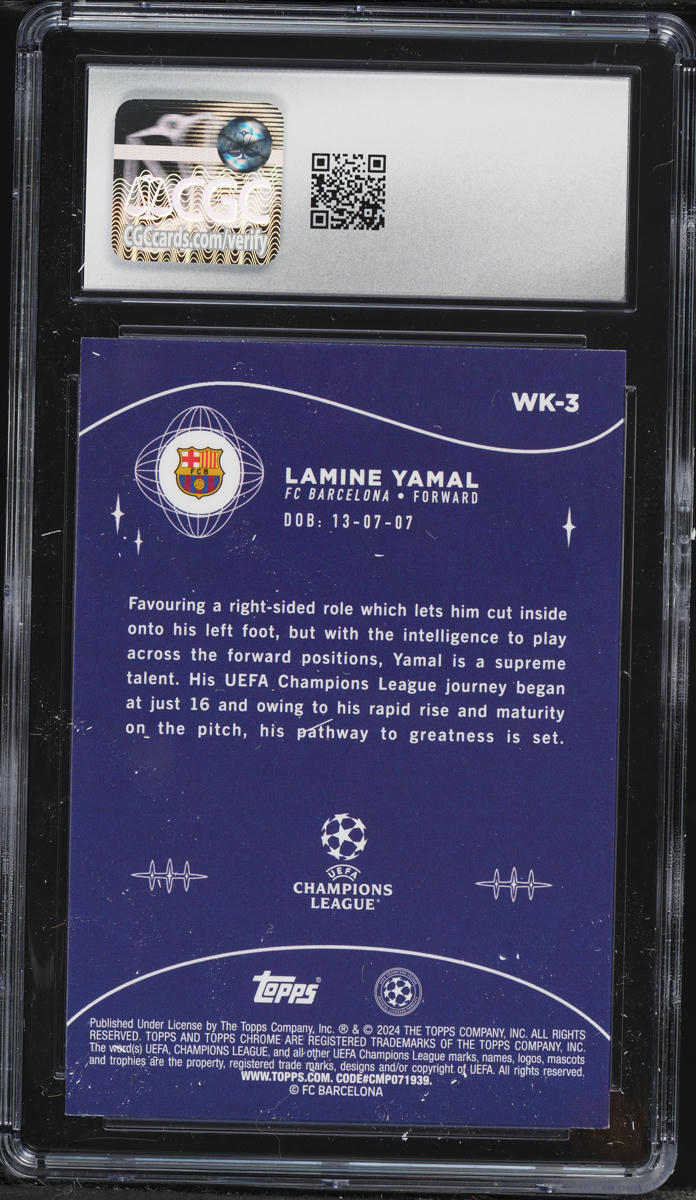 2023 Topps Chrome UEFA Club Competitions Wonderkids Lamine Yamal ROOKIE #WK-3 CGC 9.5 MINT+