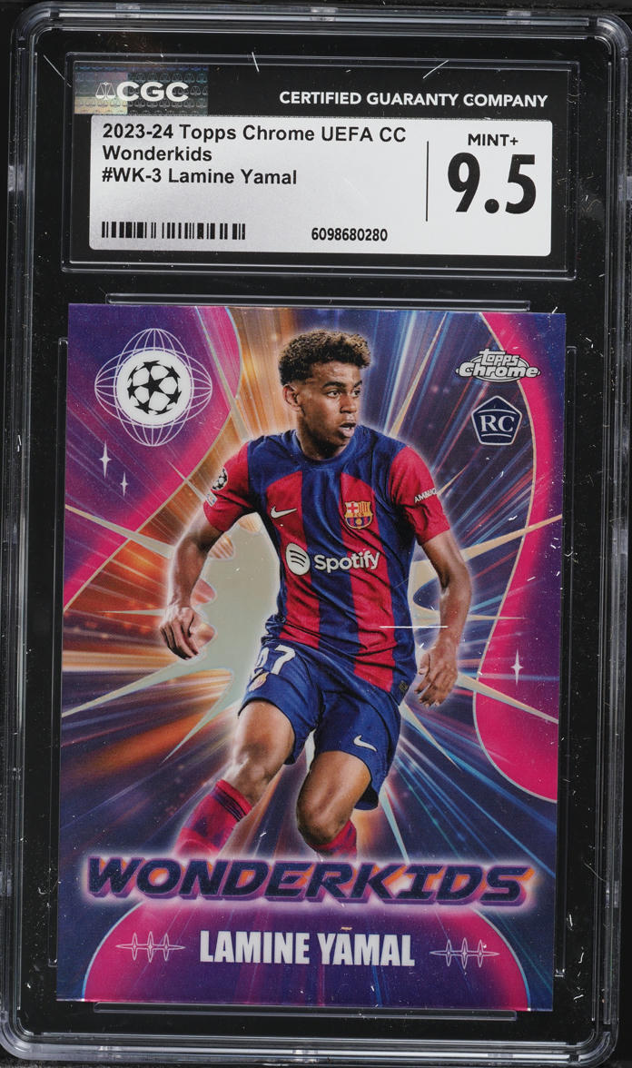 2023 Topps Chrome UEFA Club Competitions Wonderkids Lamine Yamal ROOKIE #WK-3 CGC 9.5 MINT+