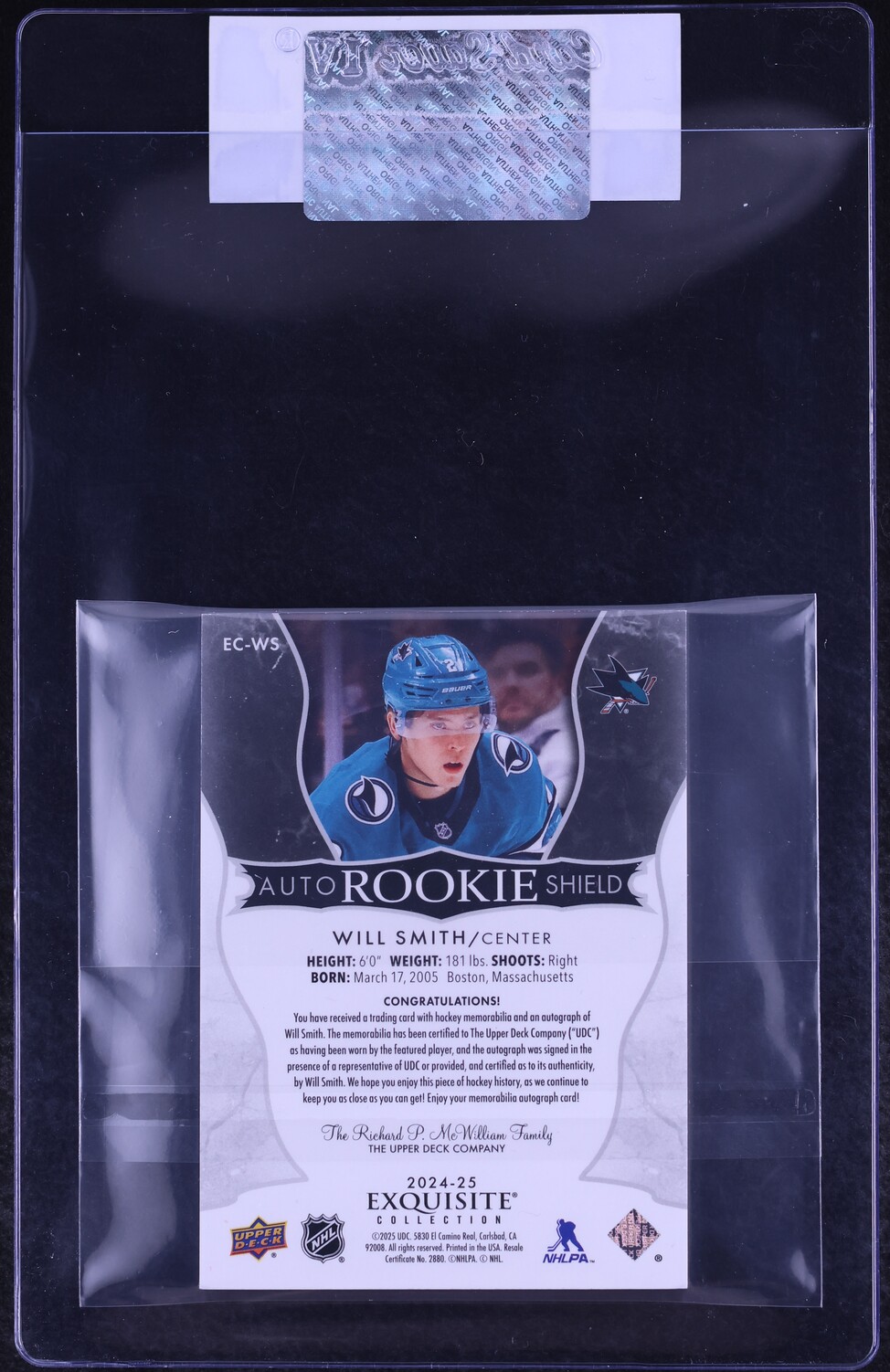 2024 Upper Deck The Cup Exquisite Collection Shield Will Smith ROOKIE PATCH AUTO 1/1 CGC AUTH
