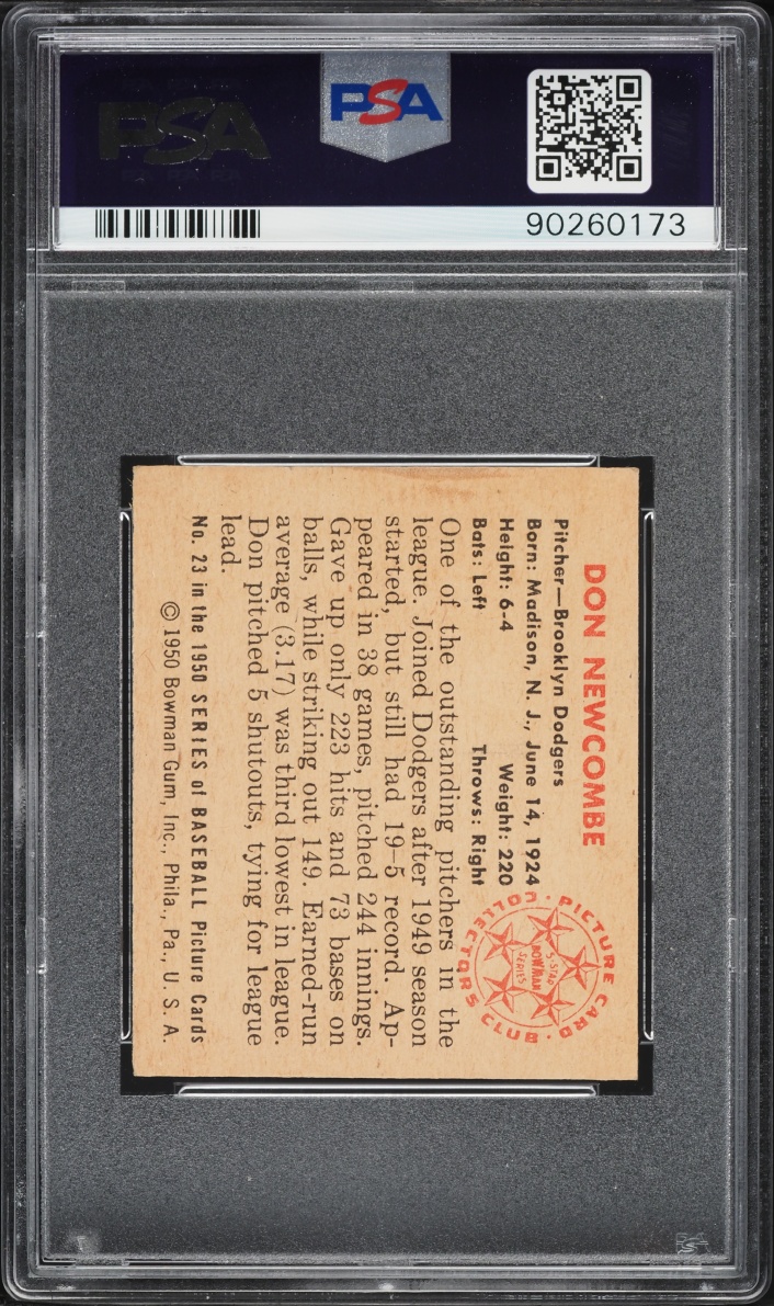 1950 Bowman Don Newcombe ROOKIE #23 PSA 7 NRMT