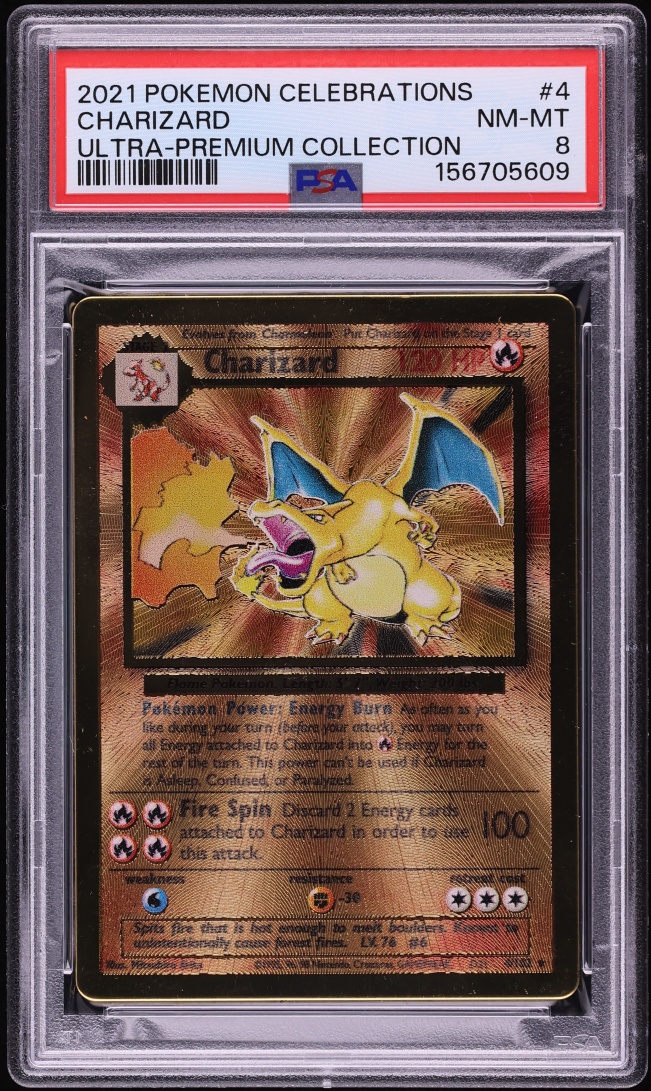 2021 Pokemon Sword & Shield Celebrations Ultra Premium Gold Metal Charizard #4 PSA 8 NM-MT