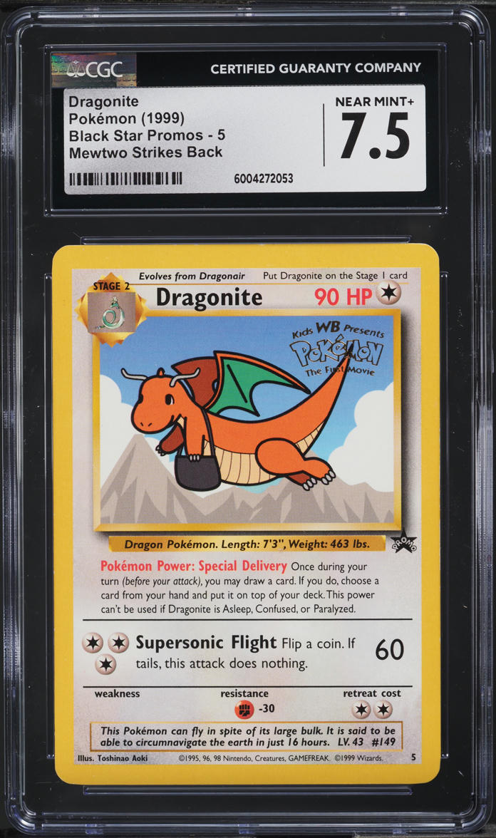 1999 Pokemon Movie Black Star Promo Dragonite #5 CGC 7.5 NRMT+