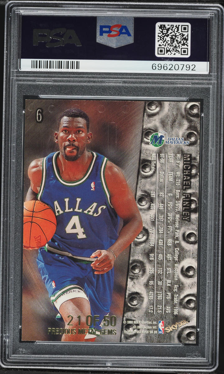 1998 Metal Universe Precious Metal Gems PMG Michael Finley /50 #6 PSA 8 NM-MT
