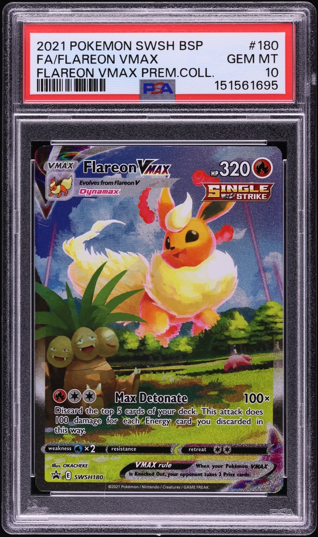 2021 Pokemon Sword & Shield Promo Premium Collection Full Art Flareon VMAX #180 PSA 10 GEM MINT