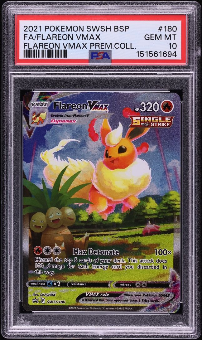 2021 Pokemon Sword & Shield Promo Premium Collection Full Art Flareon VMAX #180 PSA 10 GEM MINT