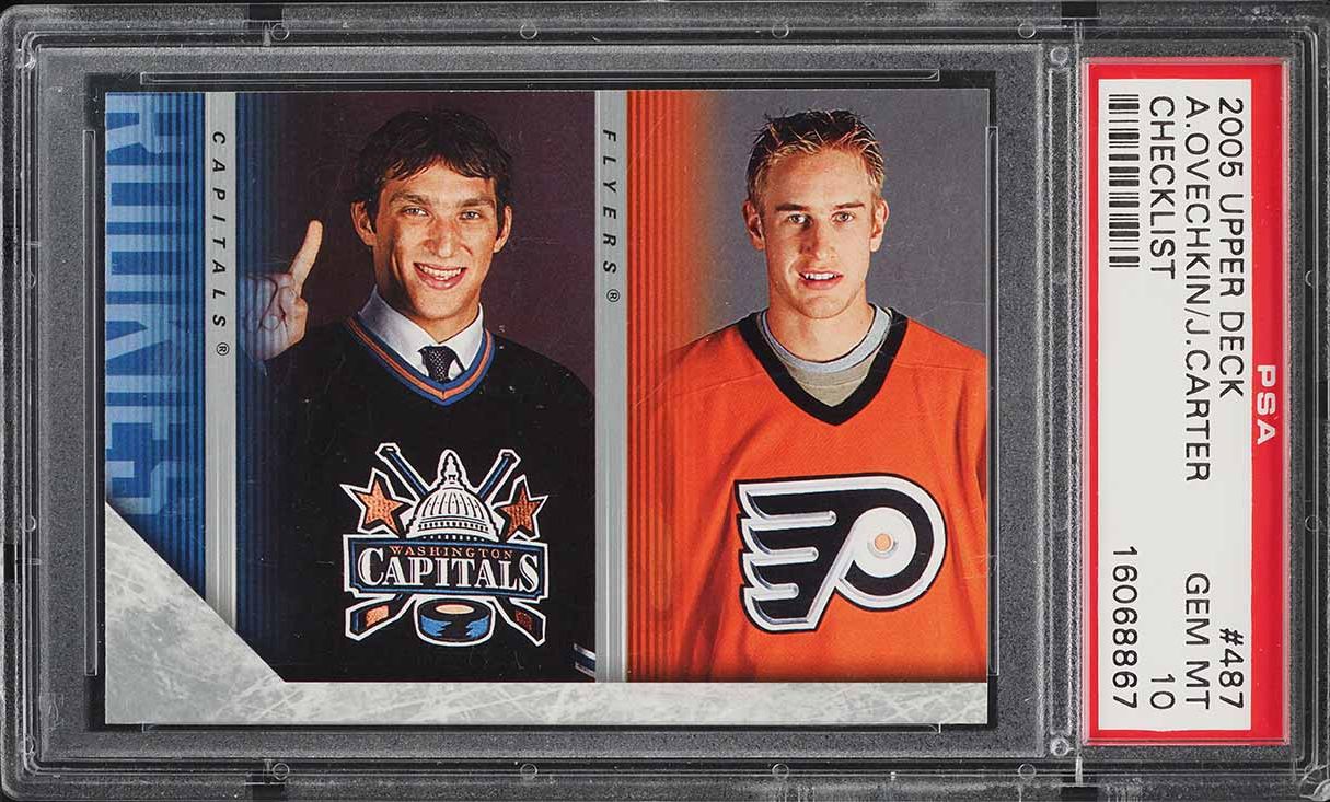2005 Upper Deck Hockey Alexander Ovechkin & Jeff Carter ROOKIE #487 PSA 10 GEM