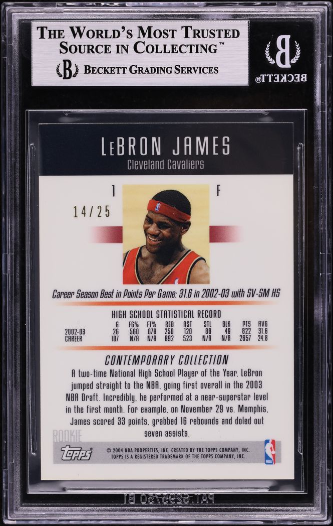 2003 Topps Contemporary Collection Gold LeBron James ROOKIE /25 #1 BGS 9 MINT
