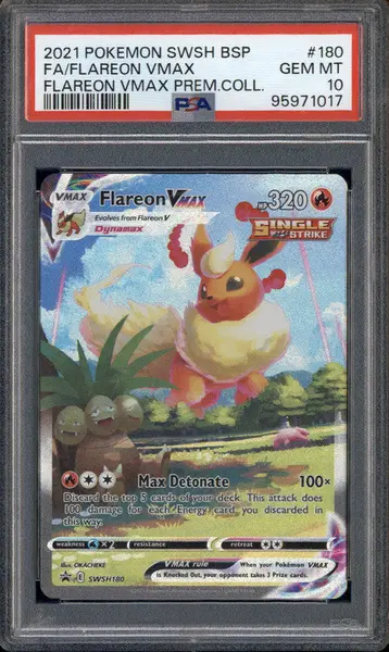2021 Pokemon Swsh Black Star Promo Vmax #180 Flareon Vmax Full Art PSA 10