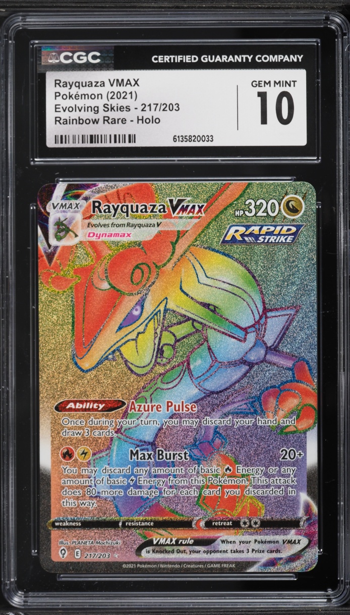 2021 Pokemon Sword & Shield Evolving Skies Rainbow Rare Rayquaza VMAX #217 CGC 10 GEM MINT