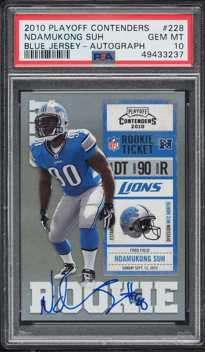 2010 Playoff Contenders Blue Ndamukong Suh ROOKIE AUTO #228 PSA 10 GEM MINT