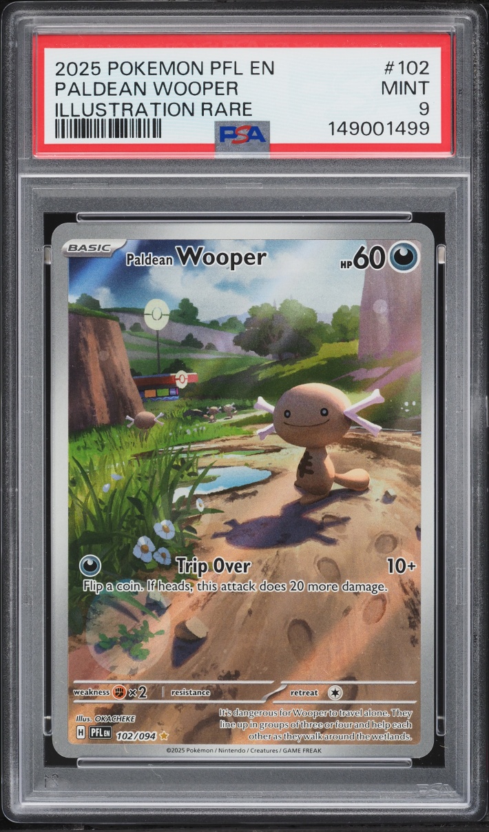 2025 Pokemon Mega Evolution Phantasmal Flames IR Paldean Wooper #102 PSA 9 MINT