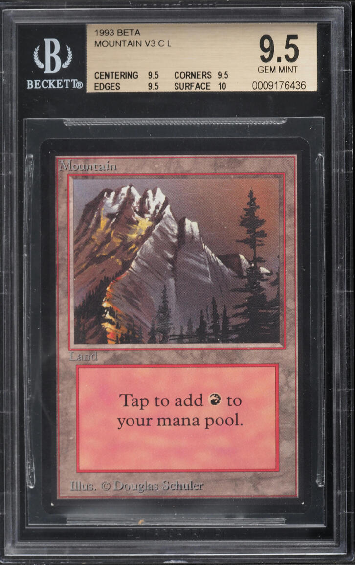 1993 Magic The Gathering MTG Beta Mountain V3 BGS 9.5 GEM MINT