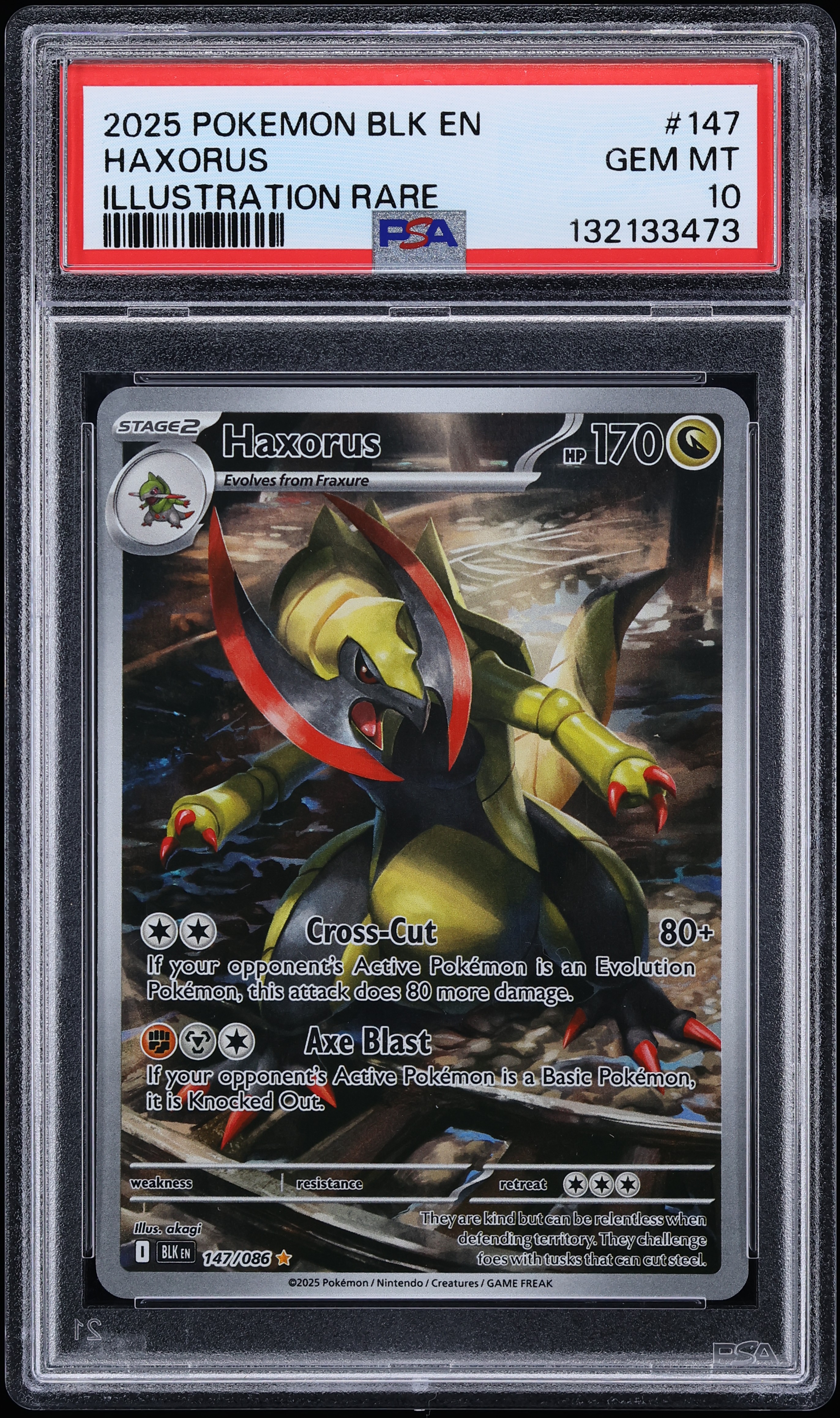 2025 Pokemon Scarlet & Violet Black Bolt IR Haxorus #147 PSA 10 GEM MINT
