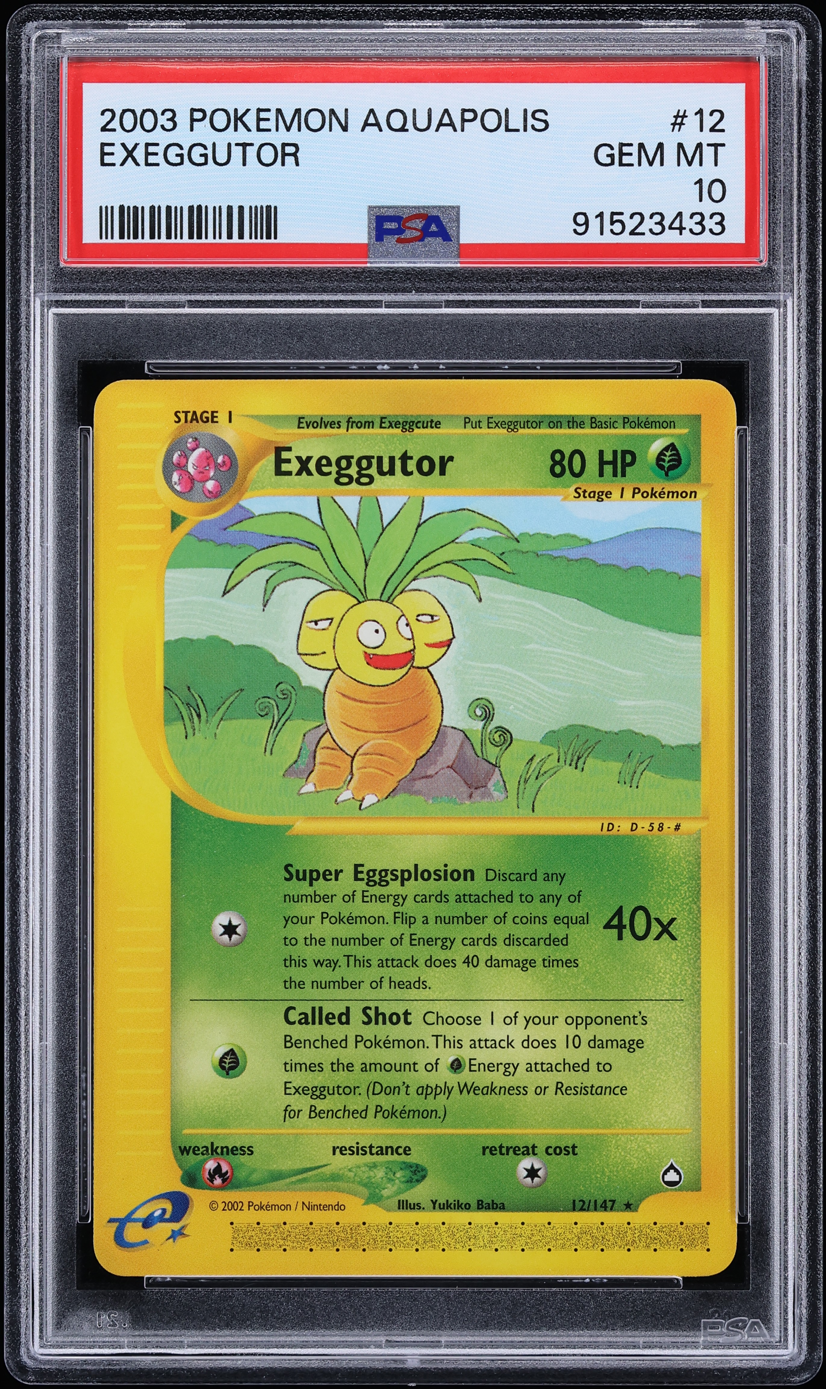 2003 Pokemon Aquapolis Exeggutor #12 PSA 10 GEM MINT
