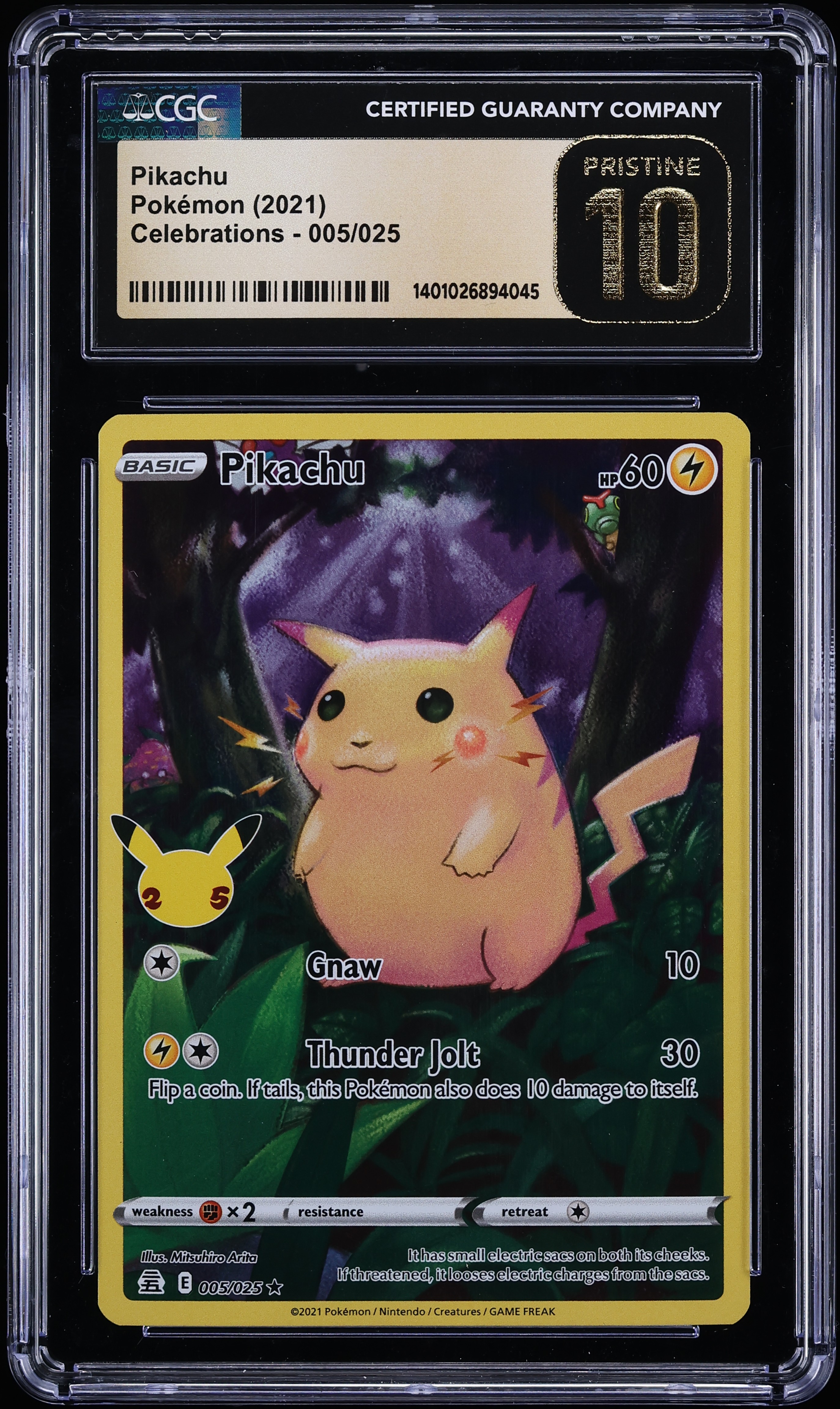 2021 Pokemon Sword & Shield Celebrations Full Art Pikachu #5 CGC 10 PRISTINE